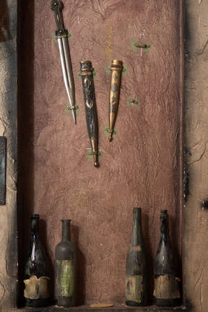 Georgian vintage knives hanging on the wallの写真素材