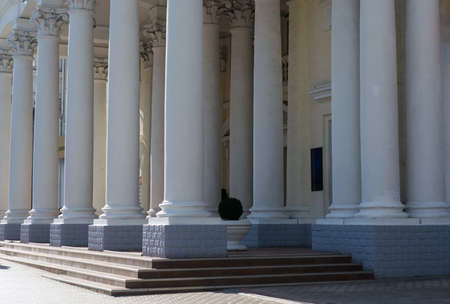 Beautiful architectural columns at the entrance of the building in Sevastopolの写真素材