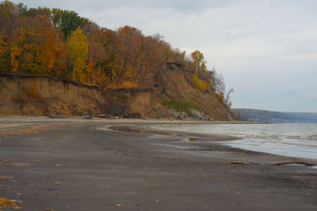 Autumn scenery on the banks of the Volga Riverの写真素材