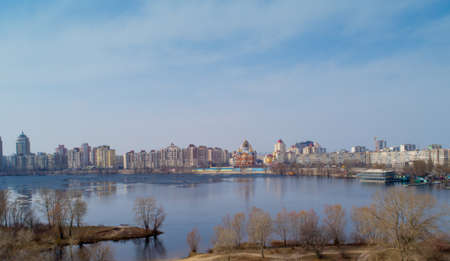 View of Kiev, Ukraine. View from the top of the Dnieper and Obolon areaの写真素材