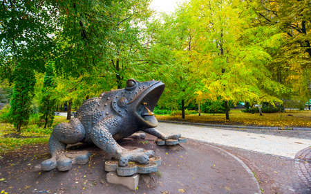 Monument to the frog in the park of Kiev.Ukraineの写真素材