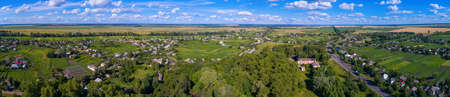 Landscape of the village with quadrocopter. Talalaevka. Ukraineの写真素材