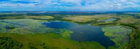 View from the height of the town of Alyoshki. Kherson region. Shooting with quadrocopterの写真素材