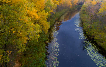 Autumn landscape aerial view.
