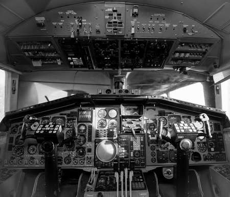 The interior of the instruments in the cockpit of the aircraft.の写真素材