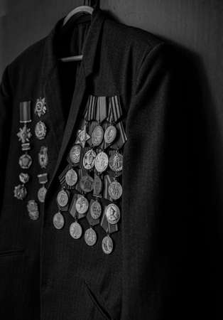 Jacket with orders of a veteran of World War II.の写真素材