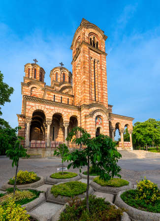Orthodox church against the blue sky in the city of Belgrade. Serbiaの写真素材