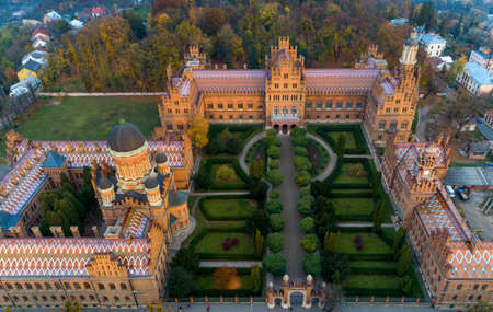 Ancient University in Chernivtsi from a height.のeditorial素材