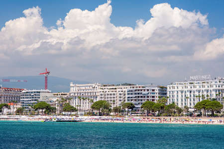 Embankment in Cannes against the backdrop of clouds in summer. Franceのeditorial素材