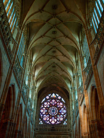 Interior architecture of St. Vitus Cathedral in Prague. Czech.