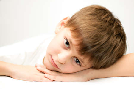 gentle thoughtful boyの写真素材