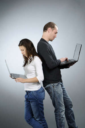 young team studying on computersの写真素材