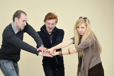 students expressing commitmentの写真素材