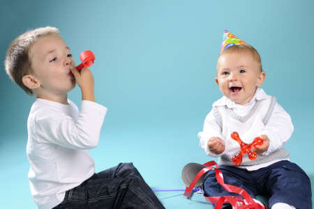 joyful kids partying togetherの写真素材