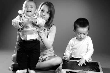 children having fun togetherの写真素材