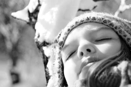 girl meditating in winter