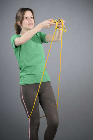 woman preparing to jump ropeの写真素材