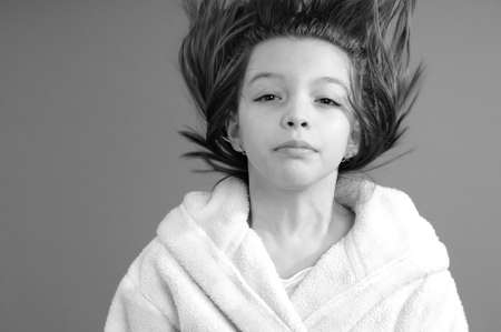 girl waving hairの写真素材