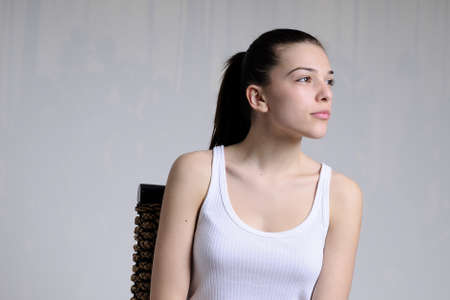 profile of white girlの写真素材