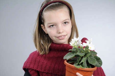 school girl preparing for studying plantsの写真素材