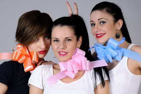 white girl having fun and partyingの写真素材