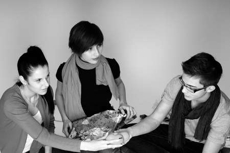 teens creating gift for valentine's dayの写真素材