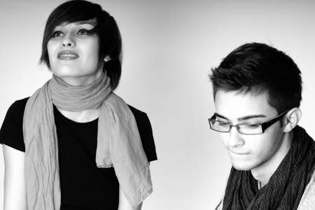 young models working togetherの写真素材