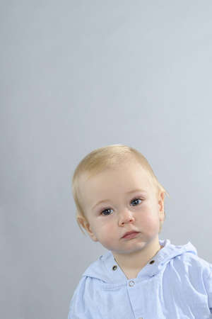 blonde baby boy portraitの写真素材