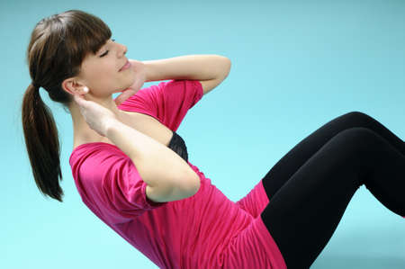 young woman practicing gym