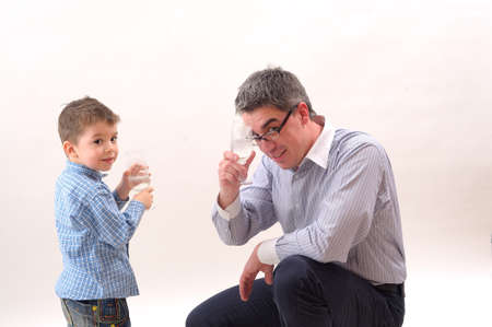 young family celebratingの写真素材