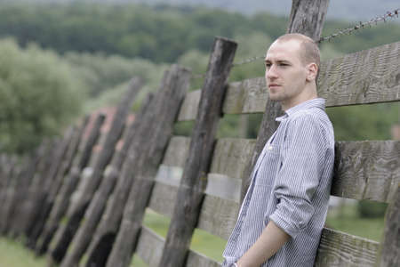 young man relaxing in summer seasonの写真素材