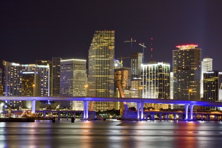 City of Miami Florida at nightの写真素材