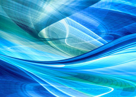 Abstract technology background of blue curved shapes in dynamic motion. Computer generated...