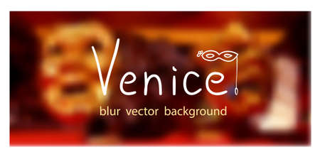 Venetian carnival masks. Venice blur background.のイラスト素材