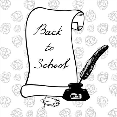 Background with handwritten inscription on the scroll Back to school. Hand drawのイラスト素材