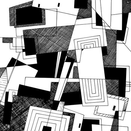 Abstract geometric background, geometric design, monochrome ink drawingのイラスト素材