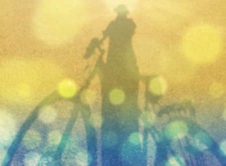 Floating luxury gondola with passengers. Venice background with texture and bokeh.の写真素材