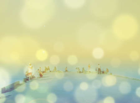 Summer marine background with fishing and sunshine, sea fishing backgroundの写真素材