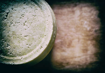 Head of homemade farming cheese, healthy farm food, organic foodの写真素材