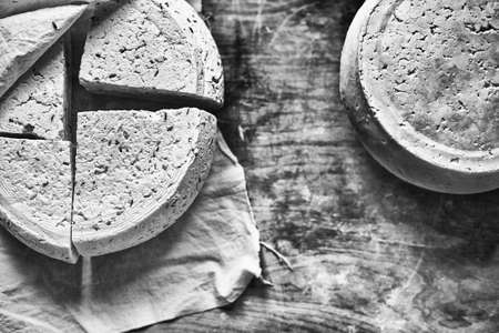 Homemade farming cheese, eco-friendly farm food, organic foodの写真素材