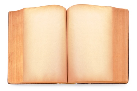 Empty yellow pages of old bookの写真素材