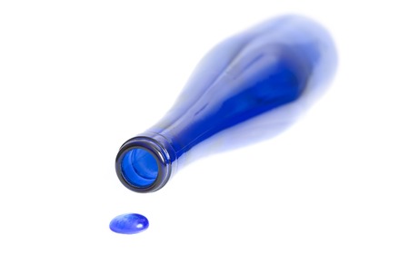Blue bottle with dropsの写真素材