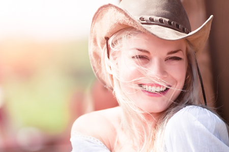 Sexy woman with cowboy hatの写真素材
