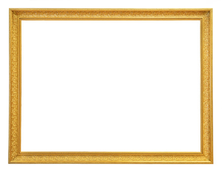 Gold vintage frame isolated on white backgroundの写真素材