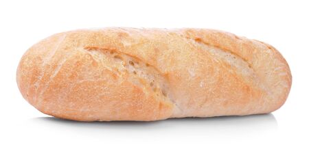 Loaf of french bread isolated on white backgroundの写真素材