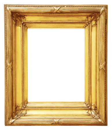 Gold vintage frame isolated on white backgroundの写真素材