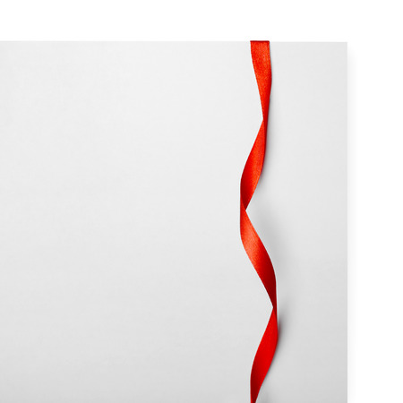 Red bookmark on empty sheet of paperの写真素材