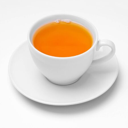 White cup with seucer isolated on white backgroundの写真素材