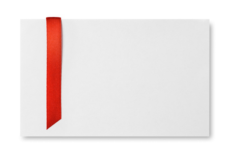 Red bookmark on empty paper cardの写真素材