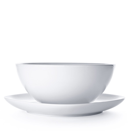 Ceramic bowl with saucer isolated on white backgroundの写真素材